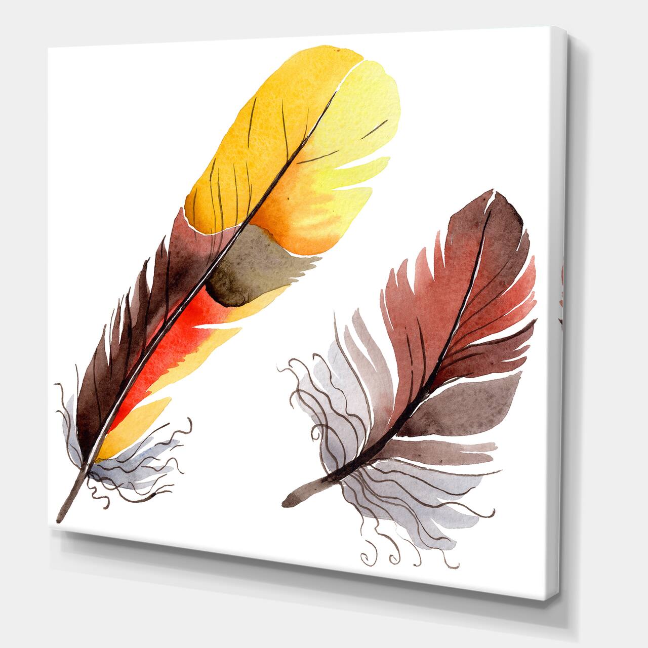 Designart - Colourful Boho Feathers IV - Bohemian & Eclectic Canvas Wall Art Print